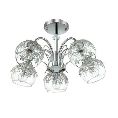 Люстра потолочная Lumion 3066/5C FELISSA Люстра потолочная Lumion 3066/5C FELISSAПотолочные<br>Люстра потолочная 3066/5C серии Felissa оформлена в современном стиле. Люстра состоит из стеклянных прозрачных плафонов с металлическим ажурным декором и хромовой арматуры, украшенной хрустальным элементом. Данная модель уже несколько сезонов не теряет своей популярности. Цоколь E14. Мощность 5x40W. Нет ламп в комплекте.<br><br>Установка на натяжной потолок: Да<br>S освещ. до, м2: 10<br>Крепление: Потолочное<br>Тип лампы: накаливания / энергосбережения / LED-светодиодная<br>Тип цоколя: E14<br>Количество ламп: 5<br>Ширина, мм: 500<br>MAX мощность ламп, Вт: 40<br>Диаметр, мм мм: 500<br>Длина, мм: 500<br>Высота, мм: 270<br>Цвет арматуры: серебристый