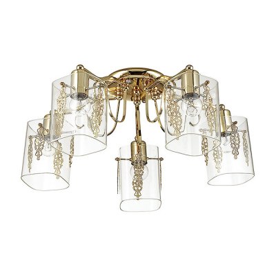 Люстра потолочная Lumion 3069/5C ORA Люстра потолочная Lumion 3069/5C ORAПотолочные<br>Люстра потолочная 3069/5C серии Ora оформлена в классическом стиле. Люстра состоит из прозрачных стеклянных плафонов квадратной формы, украшенных ажурным металлическим рисунком и арматуры золотого цвета. За счет сочетания цвета каркаса с рисунком на плафоне модель выглядит очень современно и стильно, сохраняя при этом классический дизайн. Цоколь E27. Мощность 5x60W. Нет ламп в комплекте.<br><br>Установка на натяжной потолок: Да<br>S освещ. до, м2: 15<br>Крепление: Потолочное<br>Тип лампы: накаливания / энергосбережения / LED-светодиодная<br>Тип цоколя: E27<br>Количество ламп: 5<br>Ширина, мм: 550<br>MAX мощность ламп, Вт: 60<br>Диаметр, мм мм: 550<br>Длина, мм: 550<br>Высота, мм: 255<br>Цвет арматуры: Золотой