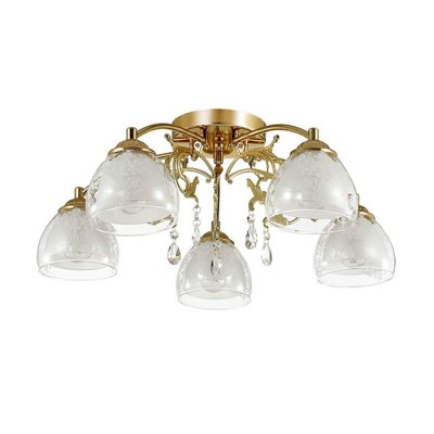 Люстра потолочная Lumion 3072/5C MARLONA Люстра потолочная Lumion 3072/5C MARLONAПотолочные<br>Что нам известно о данной модели: Люстра потолочная 3072/5C серии Marlona оформлена в современном стиле. Люстра состоит из плафонов, изготовленных из двойного стекла, нижняя часть которого матовая, а верхняя - прозрачная с вензельным рисунком, и арматуры цвета золото, украшенной подвесками из хрусталя. Данная модель отлично подойдет как для классического интерьера за счет цвета, так и для современного за счет формы и плафонов. Цоколь E14. Мощность 5x40W. Нет ламп в комплекте.<br><br>Установка на натяжной потолок: Ограничено<br>S освещ. до, м2: 10<br>Крепление: Потолочное<br>Тип лампы: накаливания / энергосбережения / LED-светодиодная<br>Тип цоколя: E14<br>Количество ламп: 5<br>Ширина, мм: 600<br>MAX мощность ламп, Вт: 40<br>Диаметр, мм мм: 600<br>Длина, мм: 600<br>Высота, мм: 200<br>Цвет арматуры: Золотой