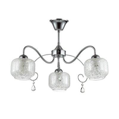 Люстра подвесная Lumion 3079/3 VENTA Люстра подвесная Lumion 3079/3 VENTAПотолочные<br>Люстра 3079/3 серии Venta оформлена в современном стиле. Люстра состоит из плафонов, изготовленных из стекла с рисунком и классической хромовой арматуры, украшенной хрустальными подвесками. Нежный рисунок на плафонах, а также обтекаемая форма арматуры придает данной модели необычайную легкость. Цоколь E14. Мощность 3x40W. Нет ламп в комплекте.<br><br>Установка на натяжной потолок: Да<br>S освещ. до, м2: 6<br>Крепление: Потолочное<br>Тип лампы: накаливания / энергосбережения / LED-светодиодная<br>Тип цоколя: E14<br>Количество ламп: 3<br>Ширина, мм: 560<br>MAX мощность ламп, Вт: 40<br>Диаметр, мм мм: 560<br>Длина, мм: 560<br>Высота, мм: 390<br>Цвет арматуры: серебристый