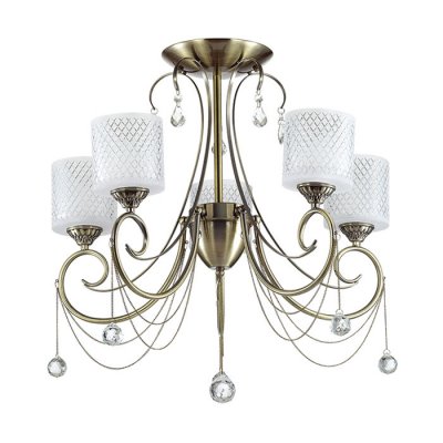 Люстра потолочная Lumion 3087/5C CARAFFA Люстра потолочная Lumion 3087/5C CARAFFAПотолочные<br>Что нам известно о данной модели: Люстра потолочная 3087/5C серии Caraffa оформлена в классическом стиле. Люстра состоит из плафонов из граненого стекла и классической бронзовой арматуры, щедро украшенной декоративными цепочками и подвесками из хрусталя. Данная модель каждый день будет радовать глаз. Цоколь E14. Мощность 5x40W. Нет ламп в комплекте.<br><br>Установка на натяжной потолок: Да<br>S освещ. до, м2: 10<br>Крепление: Потолочное<br>Тип лампы: накаливания / энергосбережения / LED-светодиодная<br>Тип цоколя: E14<br>Количество ламп: 5<br>Ширина, мм: 590<br>MAX мощность ламп, Вт: 40<br>Диаметр, мм мм: 590<br>Длина, мм: 590<br>Высота, мм: 573<br>Цвет арматуры: бронзовый