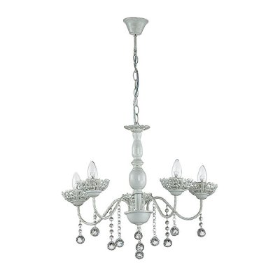 Люстра подвесная Lumion 3101/5 MALIKA Люстра подвесная Lumion 3101/5 MALIKAПодвесные<br>Люстра 3101/5 серии Malika оформлена в классическом стиле. Люстра состоит из арматуры нежного белого с золотой патиной цвета, украшенной ажурными блюдцами под лампу-свечку. Светильник щедро украшен подвесками из хрусталя. Данная модель привнесет особую нежную грациозность в любую комнату. Цоколь E14. Мощность 5x40W. Нет ламп в комплекте.<br><br>Установка на натяжной потолок: Да<br>S освещ. до, м2: 10<br>Крепление: Потолочное<br>Тип лампы: накаливания / энергосбережения / LED-светодиодная<br>Тип цоколя: E14<br>Количество ламп: 5<br>Ширина, мм: 570<br>MAX мощность ламп, Вт: 40<br>Диаметр, мм мм: 570<br>Длина, мм: 570<br>Высота, мм: 860<br>Цвет арматуры: белый
