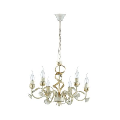 Люстра подвесная Lumion 3103/6 SOLETTA Люстра подвесная Lumion 3103/6 SOLETTAПодвесные<br>Что нам известно о данной модели: Люстра 3103/6 серии Soletta оформлена в классическом стиле. Люстра состоит из арматуры белого с золотой патиной цвета, украшенной позолоченными лентами и нежными керамическими розочками. Данная модель окунет Вас в ласку, тепло и уют. Цоколь E14. Мощность 5x60W. Нет ламп в комплекте.<br><br>S освещ. до, м2: 18<br>Крепление: Потолочное<br>Тип лампы: накаливания / энергосбережения / LED-светодиодная<br>Тип цоколя: E14<br>Количество ламп: 6<br>Ширина, мм: 480<br>MAX мощность ламп, Вт: 60<br>Диаметр, мм мм: 480<br>Длина, мм: 480<br>Высота, мм: 700<br>Цвет арматуры: белый