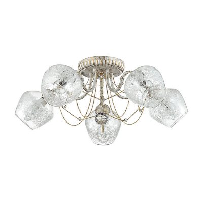 Люстра потолочная Lumion 3124/5C IRENA Люстра потолочная Lumion 3124/5C IRENAПотолочные<br>Что нам известно о данной модели: Люстра потолочная 3124/5C серии Irena оформлена в классическом стиле. Люстра состоит из прозрачных стеклянных плафонов с утонченным вензельным рисунком и арматуры белого с золотой патиной цвета. Восхитительный цвет данной модели в сочетании с обилием украшений моментально приковывают внимание. Цоколь E14. Мощность 5x40W. Нет ламп в комплекте.<br><br>Установка на натяжной потолок: Ограничено<br>S освещ. до, м2: 10<br>Крепление: Потолочное<br>Тип лампы: накаливания / энергосбережения / LED-светодиодная<br>Тип цоколя: E14<br>Количество ламп: 5<br>Ширина, мм: 610<br>MAX мощность ламп, Вт: 40<br>Диаметр, мм мм: 610<br>Длина, мм: 610<br>Высота, мм: 210<br>Цвет арматуры: белый