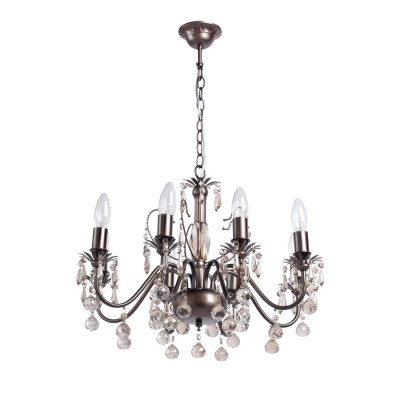 Люстра Mw light 313012008 Барселона Люстра Mw light 313012008 БарселонаПодвесные<br>Великолепный в своём цветовом перевоплощении светильник Барселона привлекает своей красотой и элегантным стилем. Эффектный декор представлен подвесками из хрусталя высокого качества волшебного цвета шампань. Крупный гранёный хрусталь радужно передает блики яркого света от поверхности блестящего металлического основания очень модного цвета Гаванна - неподражаемого темно-серого оттенка с отливом бронзы . Компактная форма подвесного светильника Барселона привлекательна своей обворожительной элегантностью, созданной для украшения и освещения интерьеров как в классическом, так и в современном стилях<br><br>Установка на натяжной потолок: Да<br>S освещ. до, м2: 24<br>Рекомендуемые колбы ламп: свеча / свеча на ветру<br>Крепление: Крюк<br>Тип лампы: накаливания / энергосбережения / LED-светодиодная<br>Тип цоколя: E14<br>Количество ламп: 8<br>MAX мощность ламп, Вт: 60<br>Диаметр, мм мм: 540<br>Длина цепи/провода, мм: 500<br>Высота, мм: 1070<br>Поверхность арматуры: глянцевый<br>Цвет арматуры: коричневый<br>Общая мощность, Вт: 480