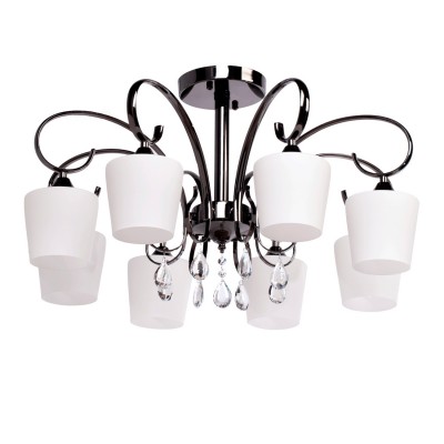 Люстра Mw light 315011308 Блеск Люстра Mw light 315011308 БлескПотолочные<br>Описание модели 315011308: Нарядные стеклянные плафоны выстроили гармоничный образ светильника Блеск, торжественно украшенный декоративными подвесками из прозрачного хрусталя. Потолочная форма и стильный дизайн - вот залог успеха продаж данной коллекции!<br><br>Установка на натяжной потолок: Да<br>S освещ. до, м2: 28<br>Крепление: Планка<br>Тип лампы: накаливания / энергосбережения / LED-светодиодная<br>Тип цоколя: E27<br>Количество ламп: 8<br>MAX мощность ламп, Вт: 60<br>Диаметр, мм мм: 650<br>Высота, мм: 400<br>Цвет арматуры: серый<br>Общая мощность, Вт: 480