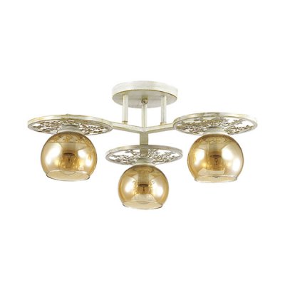 Люстра потолочная Lumion 3234/3C LUNETT Люстра потолочная Lumion 3234/3C LUNETTПотолочные<br>Люстра потолочная 3234/3C серии Lunett оформлена в современном стиле. Люстра состоит из стеклянных плафонов и белой с золотой патиной арматуры, украшенной резными элементами. Данная модель имеет оригинальный дизайн, который очень привлекательно смотрится на потолке. Цоколь E14. Мощность 3x40W. Нет ламп в комплекте.<br><br>Установка на натяжной потолок: Да<br>S освещ. до, м2: 6<br>Крепление: Потолочное<br>Тип лампы: накаливания / энергосбережения / LED-светодиодная<br>Тип цоколя: E14<br>Количество ламп: 3<br>Ширина, мм: 450<br>MAX мощность ламп, Вт: 40<br>Диаметр, мм мм: 450<br>Длина, мм: 450<br>Высота, мм: 230<br>Цвет арматуры: белый