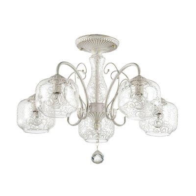Люстра потолочная Lumion 3238/5C NANNI Люстра потолочная Lumion 3238/5C NANNIПотолочные<br>Что нам известно о данной модели: Люстра потолочная 3238/5C серии Nanni оформлена в классическом стиле.Люстра состоит из воздушных плафонов, изготовленных из стекла с вензельным рисунком и классической арматуры белого с золотой патиной цвета, украшенной стеклянным декоративным элементом с рисунком, перекликающимся с плафонами и хрустальными подвесками. Данная модель настолько нежная и воздушная, что подарит Вам ощущение светлой легкости. Цоколь E14. Мощность 5x60W. Нет ламп в комплекте.<br><br>Установка на натяжной потолок: Да<br>S освещ. до, м2: 15<br>Крепление: Потолочное<br>Тип лампы: накаливания / энергосбережения / LED-светодиодная<br>Тип цоколя: E14<br>Количество ламп: 5<br>Ширина, мм: 560<br>MAX мощность ламп, Вт: 60<br>Диаметр, мм мм: 560<br>Длина, мм: 560<br>Высота, мм: 380<br>Цвет арматуры: белый