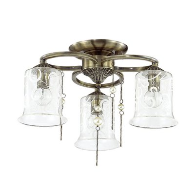 Люстра потолочная Lumion 3242/3C OTALIA Люстра потолочная Lumion 3242/3C OTALIAПотолочные<br>Люстра потолочная 3242/3C серии Otalia оформлена в классическом стиле. Люстра состоит из стеклянных плафонов с вензельным рисунком и арматуры бронзового цвета, украшенной цепочками с бусиной под жемчуг. Оригинальная форма арматуры, а также скромная элегантность цепочек позволяет назвать данную модель одной из самых интересных в коллекции. Цоколь E14. Мощность 3x60W. Нет ламп в комплекте.<br><br>Установка на натяжной потолок: Да<br>S освещ. до, м2: 9<br>Крепление: Потолочное<br>Тип лампы: накаливания / энергосбережения / LED-светодиодная<br>Тип цоколя: E14<br>Количество ламп: 3<br>Ширина, мм: 410<br>MAX мощность ламп, Вт: 60<br>Диаметр, мм мм: 410<br>Длина, мм: 410<br>Высота, мм: 210<br>Цвет арматуры: бронзовый