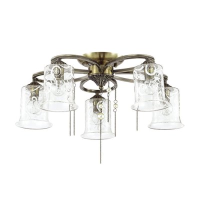 Люстра потолочная Lumion 3242/5C OTALIA Люстра потолочная Lumion 3242/5C OTALIAПотолочные<br>Что нам известно о данной модели: Люстра потолочная 3242/5C серии Otalia оформлена в классическом стиле. Люстра состоит из стеклянных плафонов с вензельным рисунком и арматуры бронзового цвета, украшенной цепочками с бусиной под жемчуг. Оригинальная форма арматуры, а также скромная элегантность цепочек позволяет назвать данную модель одной из самых интересных в коллекции. Цоколь E14. Мощность 5x60W. Нет ламп в комплекте.<br><br>S освещ. до, м2: 15<br>Крепление: Потолочное<br>Тип лампы: накаливания / энергосбережения / LED-светодиодная<br>Тип цоколя: E14<br>Количество ламп: 5<br>Ширина, мм: 560<br>MAX мощность ламп, Вт: 60<br>Диаметр, мм мм: 560<br>Длина, мм: 560<br>Высота, мм: 210<br>Цвет арматуры: бронзовый