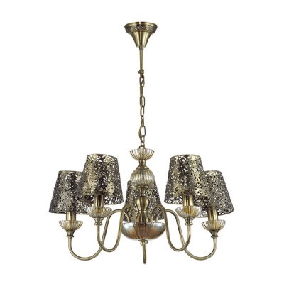 Люстра подвесная Lumion 3260/5 GODELINA Люстра подвесная Lumion 3260/5 GODELINAПодвесные<br>Новинка 2016 года! Люстра 3260/5 серии Godelina оформлена в классическом стиле. Люстра состоит из роскошных ажурных металлических абажуров и арматуры бронзового цвета, украшенной стеклянными декоративными элементами, что добавляет данной модели еще больше изящности. Цоколь E14. Мощность 5x60W. Нет ламп в комплекте.<br><br>S освещ. до, м2: 15<br>Крепление: Потолочное<br>Тип лампы: накаливания / энергосбережения / LED-светодиодная<br>Тип цоколя: E14<br>Количество ламп: 5<br>Ширина, мм: 600<br>MAX мощность ламп, Вт: 60<br>Диаметр, мм мм: 600<br>Длина, мм: 600<br>Высота, мм: 730<br>Цвет арматуры: бронзовый