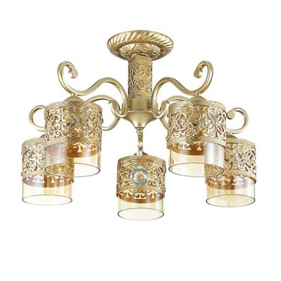 Светильник Lumion 3286/5C Светильник Lumion 3286/5CПотолочные<br>Серия Zarlina примечательна своим сложным и многогранным цветом основания - цвет бронзы сочетается с патинированием под серебро. Особенно эффектно ссмотрится такой цвет на фактурном рельефном основании и металлическом декоре на стеклянном плафоне медового цвета.<br><br>Установка на натяжной потолок: Да<br>S освещ. до, м2: 18<br>Крепление: Потолочное<br>Тип лампы: Накаливания / энергосбережения / светодиодная<br>Тип цоколя: E27<br>Количество ламп: 6<br>MAX мощность ламп, Вт: 60<br>Диаметр, мм мм: 550<br>Высота, мм: 330