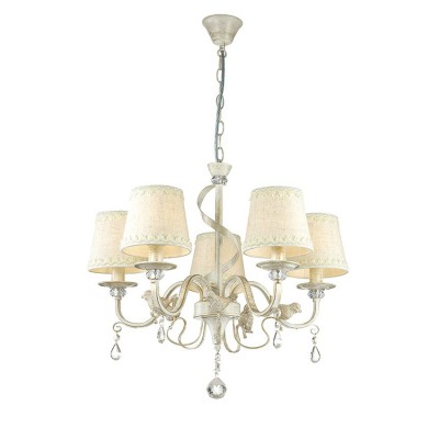Светильник Lumion 3404/5 Светильник Lumion 3404/5Подвесные<br>Парящая, изящная и утонченная модель Freri станет украшением вашего классического интерьера. Основание выполнено в цвете слоновой кости с золотым патинированием, тканевые абажуры декорированы кремовой бахрамой, рожки украшены изящными птицами. Серия Freri - воплощение грации и стиля вашего интерьера.<br><br>Установка на натяжной потолок: Да<br>S освещ. до, м2: 10<br>Крепление: Потолочное<br>Тип лампы: Накаливания / энергосбережения / светодиодная<br>Тип цоколя: E14<br>Количество ламп: 5<br>MAX мощность ламп, Вт: 40<br>Диаметр, мм мм: 580<br>Высота, мм: 498 - 938