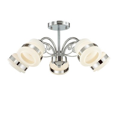 Светильник Lumion 3406/5C Светильник Lumion 3406/5CПотолочные<br>Серия Siserra универсальна с точки зрения использования в различных стилях. Выполнена в хроме с оригинальными матовыми белыми плафонами.<br><br>Установка на натяжной потолок: Да<br>S освещ. до, м2: 10<br>Крепление: Потолочное<br>Тип лампы: Накаливания / энергосбережения / светодиодная<br>Тип цоколя: E27<br>Количество ламп: 5<br>MAX мощность ламп, Вт: 40<br>Диаметр, мм мм: 558<br>Высота, мм: 250