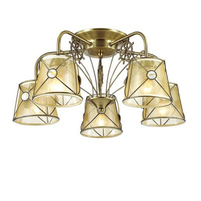 Светильник Lumion 3419/5C Светильник Lumion 3419/5CПотолочные<br>Романтичная серия Ozanna идеально впишется в детский, или интерьер с морской тематикой - легкая, воздушная с декором в виде корабельного штурвала не оставит никого равнодушным.<br><br>Установка на натяжной потолок: Да<br>S освещ. до, м2: 15<br>Крепление: Потолочное<br>Тип лампы: Накаливания / энергосбережения / светодиодная<br>Тип цоколя: E14<br>Количество ламп: 5<br>MAX мощность ламп, Вт: 60<br>Диаметр, мм мм: 550<br>Высота, мм: 260