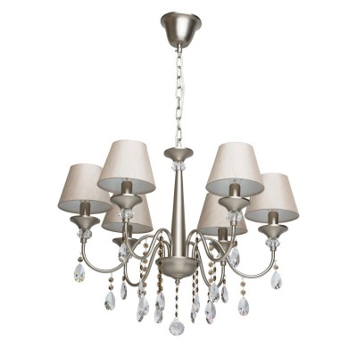 Люстра Mw light 344018306 Федерика Люстра Mw light 344018306 ФедерикаПодвесные<br>Описание модели 344018306: Сочетание матовых оттенков металлического основания и необычной фактуры текстильных абажуров в светильниках коллекции «Федерика» делает их невероятно изящными и лаконичными. Матовый блеск металла цвета серебра оттенен сиянием подвесок из прозрачного хрусталя и хрусталя цвета топаза. «Федерика» привносит романтизма в интерьер и подчеркивает его легкость.<br><br>Установка на натяжной потолок: Да<br>S освещ. до, м2: 18<br>Крепление: Крюк<br>Тип лампы: накаливания / энергосбережения / LED-светодиодная<br>Тип цоколя: E14<br>Количество ламп: 6<br>MAX мощность ламп, Вт: 60<br>Диаметр, мм мм: 660<br>Длина цепи/провода, мм: 250<br>Высота, мм: 900<br>Поверхность арматуры: сатин<br>Цвет арматуры: серый<br>Общая мощность, Вт: 360