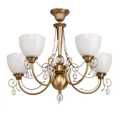 Люстра Mw light 347016405 Фелиция Люстра Mw light 347016405 ФелицияПотолочные<br>Описание модели 347016405: Роскошная форма светильника Фелиция демонстрирует торжественность и статусность классического стиля. Глянцевые белые стеклянные плафоны и подвески из прозрачного хрусталя выигрышно сморятся на фоне бронзовой поверхности металлического основания. Цвет арматуры подчеркивает ценность всего объекта. Коллекция Фелиция - это достояние классики в световом исполнении!<br><br>Установка на натяжной потолок: Да<br>S освещ. до, м2: 15<br>Крепление: Крюк<br>Тип лампы: накаливания / энергосбережения / LED-светодиодная<br>Тип цоколя: E27<br>Количество ламп: 5<br>MAX мощность ламп, Вт: 60<br>Диаметр, мм мм: 720<br>Высота, мм: 600<br>Поверхность арматуры: матовый<br>Цвет арматуры: бронзовый<br>Общая мощность, Вт: 300