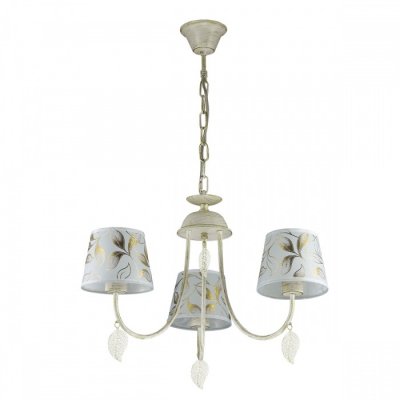 Люстра Lumion 3516/3 ANAMIVA Люстра Lumion 3516/3 ANAMIVAПодвесные<br>Серия Anamiva покоряет своей красотой и лаконичностью форм. Светильник из металлического основания, окрашенного в яркий белый цвет с золотой патиной. Абажур выполнен из натуральной белой ткани с декоративным цветным узором. Такой светильник способен освежить интрерьер кухни, гостиной зоны или спальни, привнести в него спокойствие и гармонию, создать атмосферу загородного дома<br><br>S освещ. до, м2: 9<br>Тип лампы: Накаливания / энергосбережения / светодиодная<br>Тип цоколя: E14<br>Количество ламп: 3<br>MAX мощность ламп, Вт: 60<br>Диаметр, мм мм: 600<br>Высота, мм: 300 - 700<br>Оттенок (цвет): белый / золот.патина