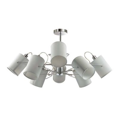 Люстра потолочная Lumion 3522/8C VISARIO Люстра потолочная Lumion 3522/8C VISARIOПотолочные<br>Светильники коллекции Visario создадут в интерьере функциональное пространство, придадут помещению определенный шарм. Основание выполнено из металла и окрашено в цвет хром. Абажуры из белой натуральной ткани с глянцевой поверхностью внутри будут гармонично смотреться в сочетании с минималистичным каркасом<br><br>S освещ. до, м2: 16<br>Тип лампы: Накаливания / энергосбережения / светодиодная<br>Тип цоколя: E14<br>Количество ламп: 8<br>MAX мощность ламп, Вт: 40<br>Диаметр, мм мм: 870<br>Высота, мм: 470<br>Оттенок (цвет): серебристный хром