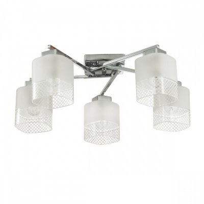 Светильник Lumion 3528/5C Светильник Lumion 3528/5CОжидается<br>Серию Ananda отличают четкие линии и простота материалов: арматура светильника состоит из металла, покрытого цветом хром, плафон простой геометрической формы состоит из матового и прозрачного стекла. Тем не менее, блестящий цвет основания, красивый узор на стекле, делает светильник несомненно запоминающимся, ярким и очень эффектным<br><br>Тип цоколя: E27<br>Количество ламп: 5<br>Ширина, мм: 670<br>MAX мощность ламп, Вт: 60<br>Длина, мм: 670<br>Оттенок (цвет): серебристный хром