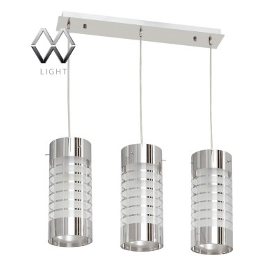 Люстра Mw light 354014103 Лоск Люстра Mw light 354014103 ЛоскТройные<br>Описание модели 354014103: Лаконичный современный дизайн люстры из коллекции «Лоск» делает её идеальной для интерьера городского жителя. Она сочетает в себе сдержанность форм и приятное цветовое решение. Основание из металла цвета хрома дополнено плафонами цилиндрической формы из стекла с гальванизированным рисунком. Металлические отблески оживят обстановку, а строгие формы наполнят её спокойствием. Светильник прекрасно подходит для зональной подсветки. Рекомендуемая площадь освещения порядка 6 кв.м.<br><br>S освещ. до, м2: 6<br>Крепление: Планка<br>Тип лампы: накаливания / энергосбережения / LED-светодиодная<br>Тип цоколя: E27<br>Количество ламп: 3<br>Ширина, мм: 640<br>MAX мощность ламп, Вт: 40<br>Длина цепи/провода, мм: 600<br>Длина, мм: 130<br>Высота, мм: 930<br>Поверхность арматуры: матовый<br>Цвет арматуры: серебристый<br>Общая мощность, Вт: 120