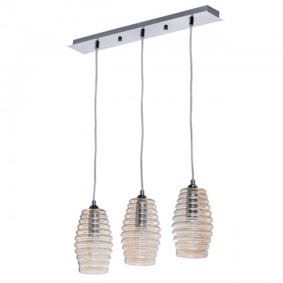 Светильник Mw-light 354018103 Светильник Mw-light 354018103Тройные<br>354018103 - это Подвесной светильник из коллекции Лоск привлекает своим оригинальным дизайном. Металлическое основание цвета хрома гармонично сочетается с плафонами из стекла цвета шампань. Их необычная рифленая форма - главная изюминка светильника. Интересный вид оценят любители нестандартных сочетаний в интерьере.<br><br>S освещ. до, м2: 6<br>Тип лампы: накаливания / энергосбережения / LED-светодиодная<br>Тип цоколя: E14<br>Цвет арматуры: серебристый хром<br>Количество ламп: 3<br>Ширина, мм: 490<br>Длина цепи/провода, мм: 1050<br>Высота, мм: 1280<br>MAX мощность ламп, Вт: 40