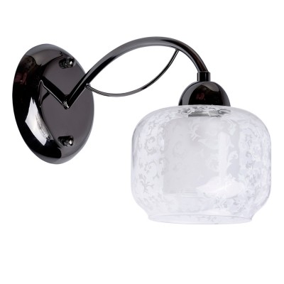 Светильник настенный бра Mw light 358029301 Грация Светильник настенный бра Mw light 358029301 ГрацияСовременные<br>Описание модели 358029301: Легкое, изысканное, без лишних деталей бра из коллекции «Грация» оправдывает своё название – оно действительно по-настоящему грациозно. Металлическое основание цвета никеля, рожок плавно изогнут и переходят в оригинальный двойной плафон. Внешний плафон выполнен из прозрачного стекла округлой прямоугольной формы и декорирован растительным трафаретным рисунком белого цвета, который придает композиции особую живописность. Внутренний матовый плафон декорирует патрон светильника и создает мягкое распределение светового потока. Рекомендуемая площадь освещения порядка 3 кв.м.<br><br>S освещ. до, м2: 3<br>Тип лампы: Накаливания / энергосбережения / светодиодная<br>Тип цоколя: E14<br>Цвет арматуры: черный<br>Количество ламп: 1<br>Ширина, мм: 230<br>Длина, мм: 130<br>Высота, мм: 230<br>MAX мощность ламп, Вт: 60<br>Общая мощность, Вт: 60