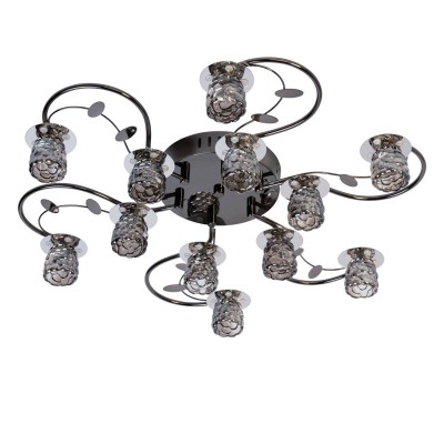 Люстра Mw light 360013112 Амелия Люстра Mw light 360013112 АмелияПотолочные<br>Описание модели 360013112: Интересный цвет арматуры и неординарный рельеф плафонов в светильнике Амелия делают его образ запоминающимся и неповторимым! Отражение цветов в металлическом основании придаёт светильнику дополнительный шарм. Эргономичное расположение плафонов на вьющихся рожках основания обеспечивает больший охват площади освещения. Инновационный дизайн и продуманная функциональность станут решающими аргументами при покупке светильника.<br><br>Установка на натяжной потолок: Ограничено<br>S освещ. до, м2: 15<br>Рекомендуемые колбы ламп: пальчиковая<br>Крепление: Планка<br>Тип товара: Люстра<br>Цветовая t, К: 2800-3200 K<br>Тип лампы: галогенная / LED-светодиодная<br>Тип цоколя: G4<br>Количество ламп: 12<br>MAX мощность ламп, Вт: 20<br>Диаметр, мм мм: 680<br>Высота, мм: 140<br>Поверхность арматуры: матовый<br>Цвет арматуры: черный<br>Общая мощность, Вт: 240