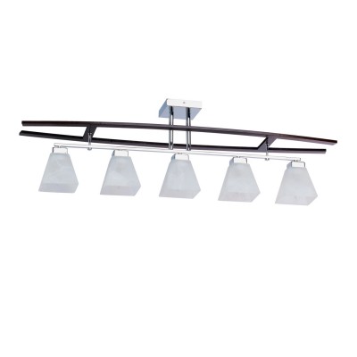 Люстра Mw light 364013005 Николь Люстра Mw light 364013005 НикольСнято с производства<br>Стильная хромированная арматура в сочетании с декоративными элементами из МДФ цвета венге создаёт оригинальную прямоугольную форму светильника коллекции Николь. На строгом основании в ряд расположились пять белых стеклянных плафонов, придающих общей композиции праздничную яркость. Такая форма светильника выигрышно смотрится в помещениях удлиненной формы, а также в зонах с прямоугольными объектами в интерьере.<br> <br>Металлическое основание цвета хрома, стеклянные плафоны, декоративные элементы из МДФ цвета венге.<br><br>S освещ. до, м2: 15<br>Тип товара: Люстра<br>Тип лампы: накаливания/энергосб-ие<br>Тип цоколя: Е27<br>Количество ламп: 5<br>Ширина, мм: 230<br>MAX мощность ламп, Вт: 60<br>Длина, мм: 1050<br>Высота, мм: 300<br>Цвет арматуры: хром<br>Общая мощность, Вт: 300