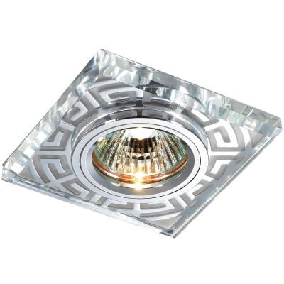 Novotech MAZE 369586 Встраиваемый светильник Novotech MAZE 369586 Встраиваемый светильникКвадратные<br>Декоративный встраиваемый светильник модели Novotech 369586 из серии MAZE отличается следующим качеством: Основание светильника сделано из алюминия. Это лёгкий металл, основными достоинствами которого являются — устойчивость к практически всем видам негативного воздействия окружающей среды, коррозии, небольшой вес, по сравнению с другими видами металла и экологическая безопасность материала. Декоративный плафон произведен из хрусталя. Он обладает высоким показателем плотности, прозрачности и блеска. Благодаря содержанию свинца (не менее 30%) и определённому подбору углов, образуемых гранями, изделия из хрусталя отличаются необыкновенно яркой, многоцветной игрой света, чарующей магией красоты, совершенства и роскоши.<br><br>S освещ. до, м2: 2<br>Тип лампы: галогенная<br>Тип цоколя: GU5.3 (MR16)<br>MAX мощность ламп, Вт: 50<br>Диаметр, мм мм: 90<br>Диаметр врезного отверстия, мм: 68<br>Расстояние от стены, мм: 10<br>Высота, мм: 20<br>Цвет арматуры: серебристый