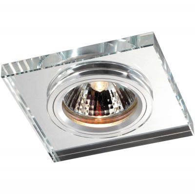Novotech MIRROR 369753 Встраиваемый светильник Novotech MIRROR 369753 Встраиваемый светильникКвадратные<br>Декоративный встраиваемый светильник модели Novotech 369753 из серии MIRROR отличается следующим качеством: Основание светильника сделано из алюминия. Это лёгкий металл, основными достоинствами которого являются — устойчивость к практически всем видам негативного воздействия окружающей среды, коррозии, небольшой вес, по сравнению с другими видами металла и экологическая безопасность материала. Декоративный плафон произведен из хрусталя. Он обладает высоким показателем плотности, прозрачности и блеска. Благодаря содержанию свинца (не менее 30%) и определённому подбору углов, образуемых гранями, изделия из хрусталя отличаются необыкновенно яркой, многоцветной игрой света, чарующей магией красоты, совершенства и роскоши.<br><br>S освещ. до, м2: 2<br>Тип лампы: галогенная<br>Тип цоколя: GU5.3 (MR16)<br>MAX мощность ламп, Вт: 50<br>Диаметр, мм мм: 85<br>Диаметр врезного отверстия, мм: 68<br>Расстояние от стены, мм: 10<br>Высота, мм: 25<br>Оттенок (цвет): зеркальный<br>Цвет арматуры: серебристый