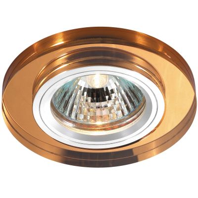 Novotech MIRROR 369757 Встраиваемый светильник Novotech MIRROR 369757 Встраиваемый светильникКруглые<br>Декоративный встраиваемый светильник модели Novotech 369757 из серии MIRROR отличается следующим качеством: Основание светильника сделано из алюминия. Это лёгкий металл, основными достоинствами которого являются — устойчивость к практически всем видам негативного воздействия окружающей среды, коррозии, небольшой вес, по сравнению с другими видами металла и экологическая безопасность материала. Декоративный плафон произведен из хрусталя. Он обладает высоким показателем плотности, прозрачности и блеска. Благодаря содержанию свинца (не менее 30%) и определённому подбору углов, образуемых гранями, изделия из хрусталя отличаются необыкновенно яркой, многоцветной игрой света, чарующей магией красоты, совершенства и роскоши.<br><br>S освещ. до, м2: 2<br>Тип товара: Встраиваемый светильник<br>Тип лампы: галогенная<br>Тип цоколя: GU5.3 (MR16)<br>MAX мощность ламп, Вт: 50<br>Диаметр, мм мм: 85<br>Диаметр врезного отверстия, мм: 68<br>Расстояние от стены, мм: 10<br>Высота, мм: 25<br>Оттенок (цвет): янтарный<br>Цвет арматуры: серебристый