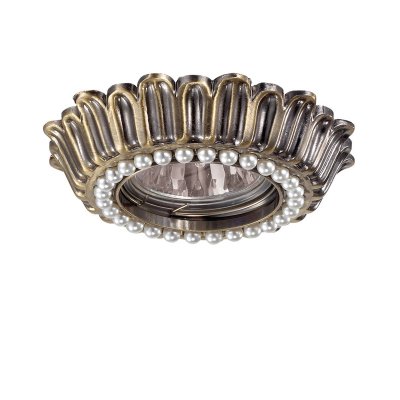 Novotech PEARL 370140 Встраиваемый светильник Novotech PEARL 370140 Встраиваемый светильникКруглые<br>Декоративный встраиваемый светильник модели Novotech 370140 из серии PEARL отличается следующим качеством: Корпус светильника состоит из сплава цинка. Благодаря сравнительно высоким механическим и литейным качествам, изделия, выполненные из сплава цинка, отличаются высокой точностью деталей декора со сложной конфигурацией. Так же он обладает антикоррозийными свойствами. Отделка - искусственный жемчуг. Он отличается ярким блеском и идеальной формой бусин, по своей красоте не уступая настоящему и при электрическом освещении дает красивый эффект преломления света.<br><br>S освещ. до, м2: 3<br>Тип лампы: галогенная/LED<br>Тип цоколя: GU5.3 (MR16)<br>Количество ламп: 1<br>MAX мощность ламп, Вт: 50<br>Диаметр, мм мм: 103<br>Диаметр врезного отверстия, мм: 65<br>Высота, мм: 20<br>Цвет арматуры: бронзовый
