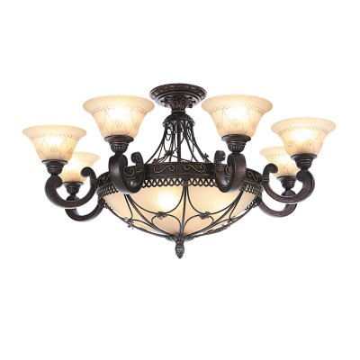 Люстра Chiaro 382012812 Айвенго Люстра Chiaro 382012812 АйвенгоПотолочные<br>Описание модели 382012812: Потолочный светильник Айвенго запоминается необычным декором в виде паутинки из кованого металла поддерживающий объёмные стеклянные плафоны искусно декорированные под старину. Потолочный светильник украсит тематические помещения в стиле Кантри или станет отличным вариантом для зонального освещения.<br><br>Установка на натяжной потолок: Да<br>S освещ. до, м2: 36<br>Крепление: Планка<br>Тип товара: Люстра<br>Тип лампы: накаливания / энергосбережения / LED-светодиодная<br>Тип цоколя: E27<br>Количество ламп: 12<br>MAX мощность ламп, Вт: 60<br>Диаметр, мм мм: 1000<br>Высота, мм: 500<br>Поверхность арматуры: матовый, рельефный<br>Цвет арматуры: бронзовый<br>Общая мощность, Вт: 720