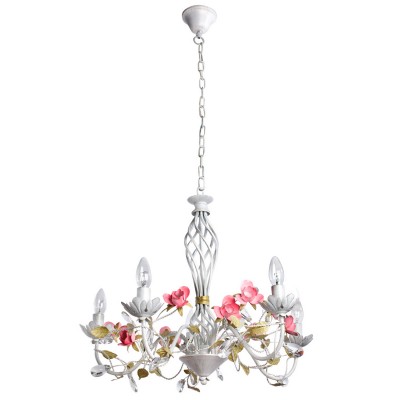 Люстра Mw light 421011905 Букет Люстра Mw light 421011905 БукетПодвесные<br>Описание модели 421011905: Романтичная и тонкая натура светильников из коллекции Букет привлекает своими бутонами аппетитного розового цвета. Они напоминают сладкие кремовые розочки на праздничном торте, который является безусловным украшением праздничного стола! Искусственно сост<br><br>Установка на натяжной потолок: Да<br>S освещ. до, м2: 10<br>Крепление: Крюк<br>Тип лампы: накаливания / энергосбережения / LED-светодиодная<br>Тип цоколя: E14<br>Количество ламп: 5<br>MAX мощность ламп, Вт: 40<br>Диаметр, мм мм: 600<br>Длина цепи/провода, мм: 600<br>Высота, мм: 1230<br>Цвет арматуры: белый<br>Общая мощность, Вт: 200