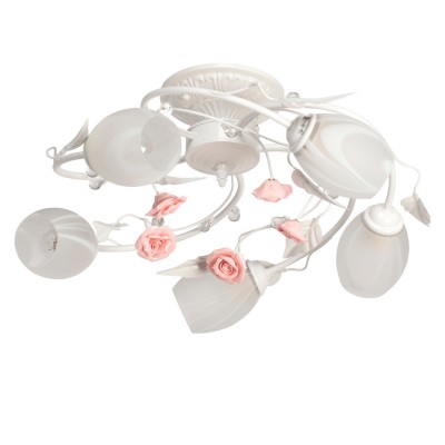 Люстра Mw light 422010405 Роса Люстра Mw light 422010405 РосаПотолочные<br>Всю романтичность флористической тематики передаёт светильник из коллекции Роса! Стеклянные плафоны выполнены из стекла с декоративной прокраской. Завитки металлического основания с аккуратными чайными розочками из керамики создают компактную форму для освещения комнаты романтичной возвышенной натуры<br><br>Установка на натяжной потолок: Да<br>S освещ. до, м2: 15<br>Рекомендуемые колбы ламп: свеча<br>Крепление: Планка<br>Тип лампы: накаливания / энергосбережения / LED-светодиодная<br>Тип цоколя: E27<br>Количество ламп: 5<br>MAX мощность ламп, Вт: 60<br>Диаметр, мм мм: 560<br>Высота, мм: 270<br>Поверхность арматуры: глянцевый, рельефный<br>Цвет арматуры: белый<br>Общая мощность, Вт: 300