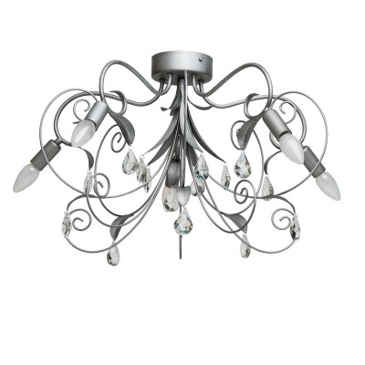 Люстра Mw light 422011005 Роса Люстра Mw light 422011005 РосаПотолочные<br>Описание модели 422011005: Удачным акцентом в вашем интерьере может стать люстра из коллекции Роса, поражающая своими изящными, тонкими завитками. Матовое металлическое основание цвета античного серебра придаст аристократичность обстановке и удачно впишется в комнату, выполненную в холодных тонах. Обманчивая игра света делает цвет основания неравномерным, создавая плавные градиентные переходы от серебристого до темно-графитового. Элементы декора в виде прозрачных капель хрусталя усиливают игру света и создают роскошные переливы. Рекомендуемая площадь освещения – 10 кв.м.<br><br>Установка на натяжной потолок: Да<br>S освещ. до, м2: 10<br>Крепление: Планка<br>Тип товара: Люстра<br>Тип лампы: Накаливания / энергосбережения / светодиодная<br>Тип цоколя: E14<br>Количество ламп: 5<br>MAX мощность ламп, Вт: 40<br>Диаметр, мм мм: 650<br>Высота, мм: 400<br>Цвет арматуры: серый<br>Общая мощность, Вт: 200