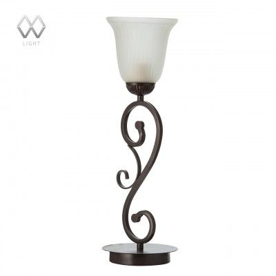 Настольная лампа Mw light 444031801 Вирджиния Настольная лампа Mw light 444031801 ВирджинияКлассические<br>Описание модели 444031801: Грациозный и изящный светильник из коллекции «Вирджиния» украсит любую обстановку, будь то классический или современный дизайн. Он выполнен в стиле легкой ковки и покоряет мягкими изгибами рожка. Металлическое основание цвета темного кофе с эффектом золотистой патины отлично смотрится в сочетании с матовыми стеклянными плафонами. Их классическая форма с рельефным рисунком подчеркивает элегантность светильника.<br><br>S освещ. до, м2: 3<br>Тип лампы: Накаливания / энергосбережения / светодиодная<br>Тип цоколя: E27<br>Количество ламп: 1<br>MAX мощность ламп, Вт: 60<br>Диаметр, мм мм: 150<br>Высота, мм: 480<br>Цвет арматуры: черный