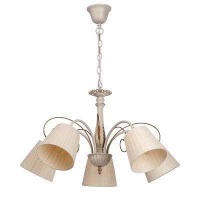 Люстра Mw light 448010605 Виталина Люстра Mw light 448010605 ВиталинаПодвесные<br>Описание модели 448010605: Лаконичный облик светильника из коллекции Виталина гармонично впишется в интерьеры помещений гостиной или спальни, выполненных в стилях классицизма, неоклассицизма, ампира или прованса. Гармоничный колористический ансамбль люстры представлен металлическим основанием кремового цвета и плиссированными абажурами бежевого оттенка.<br><br>Установка на натяжной потолок: Да<br>S освещ. до, м2: 15<br>Крепление: Крюк<br>Тип лампы: накаливания / энергосбережения / LED-светодиодная<br>Тип цоколя: E14<br>Количество ламп: 5<br>MAX мощность ламп, Вт: 60<br>Диаметр, мм мм: 660<br>Длина цепи/провода, мм: 300<br>Высота, мм: 820<br>Цвет арматуры: античный золотой<br>Общая мощность, Вт: 300