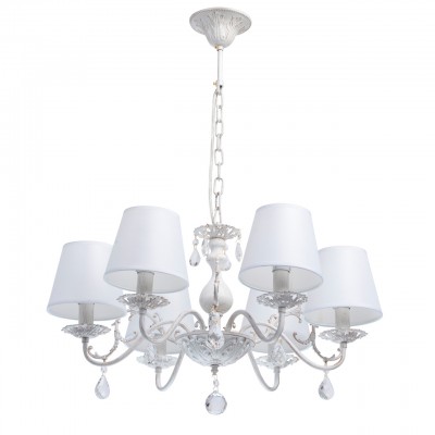 Светильник Mw-light 448012106 Светильник Mw-light 448012106Подвесные<br>448012106 - это Элегантная и нежная люстра из коллекции «Виталина» придется по душе даже самым искушенным эстетам. В ней всё гармонично: металлическое основание матового белого цвета дополнено эффектом патины в цвет золота, плавно изогнутые рожки и ажурные розетки подчеркнуты лёгкими тканевыми абажурами белого цвета с сатиновой фактурой. Ещё более эффектной делают люстру декоративные хрустальные подвесы, которые создают мягкие переливы.<br><br>S освещ. до, м2: 12<br>Тип лампы: накаливания / энергосбережения / LED-светодиодная<br>Тип цоколя: E14<br>Количество ламп: 6<br>MAX мощность ламп, Вт: 40<br>Диаметр, мм мм: 580<br>Длина цепи/провода, мм: 280<br>Высота, мм: 820