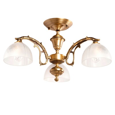Люстра Mw light 450011503 Ариадна Люстра Mw light 450011503 АриаднаПотолочные<br>Описание модели 450011503: Классические формы и традиционные материалы. Строгость стиля дополняет резной линейный рисунок на стеклянных матированных плафонах. Шик классики заключается в простоте!<br><br>Установка на натяжной потолок: Да<br>S освещ. до, м2: 9<br>Крепление: Планка<br>Тип лампы: накаливания / энергосбережения / LED-светодиодная<br>Тип цоколя: E27<br>Количество ламп: 3<br>MAX мощность ламп, Вт: 60<br>Диаметр, мм мм: 550<br>Высота, мм: 330<br>Поверхность арматуры: глянцевый<br>Цвет арматуры: бронзовый<br>Общая мощность, Вт: 180
