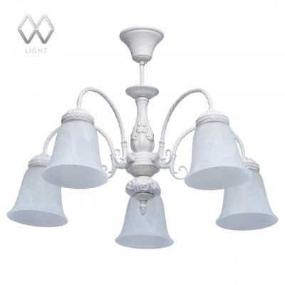 Люстра Mw light 450015005 Ариадна Люстра Mw light 450015005 АриаднаПотолочные<br>Описание модели 450015005: Эталон легкости и стиля — светильник «Ариадна», выполнен в классическом стиле в сочетании с флористическим декором. Весенний и легкий, он освежит интерьер просторной гостиной, спальни или кабинета. Белое витое металлическое основание с эффектом патины декорировано тонкими завитками. Ориентированные вниз плафоны в форме изящных колоколов по-настоящему раскрываются при освещении благодаря алебастровому стеклу, а их широкое распределение дает большую площадь освещения.<br><br>Установка на натяжной потолок: Да<br>S освещ. до, м2: 15<br>Крепление: Крюк<br>Тип лампы: Накаливания / энергосбережения / светодиодная<br>Тип цоколя: E27<br>Цвет арматуры: белый<br>Количество ламп: 6<br>Диаметр, мм мм: 660<br>Высота, мм: 440<br>MAX мощность ламп, Вт: 60