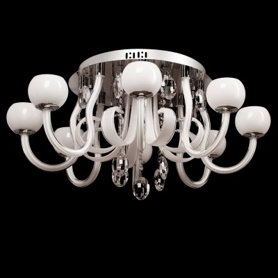 Люстра Mw light 459010220 Ивонна Люстра Mw light 459010220 ИвоннаПотолочные<br>Описание модели 459010220: Необычный дизайн и классическое цветовое оформление светильника из коллекции «Ивонна» позволяют ему удачно вписаться в любой интерьер. Округлые плафоны из опалового стекла подчеркивают минималистичный стиль, в котором выполнено металлическое основание цвета хрома. Изгибы основания удачно дополнены декоративными элементами из окрашенного двойного стекла и хрусталя. Рекомендуемая площадь освещения порядка 26 кв.м.<br><br>Установка на натяжной потолок: Да<br>S освещ. до, м2: 26<br>Крепление: Планка<br>Тип лампы: галогенная<br>Тип цоколя: G4<br>Количество ламп: 20<br>Ширина, мм: 770<br>MAX мощность ламп, Вт: 20<br>Длина, мм: 770<br>Высота, мм: 330<br>Общая мощность, Вт: 400