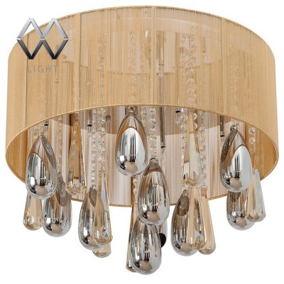 Люстра Mw light 465010409 Жаклин Люстра Mw light 465010409 ЖаклинПотолочные<br>Описание модели 465010409: Гламурный светильник с изящным абажуром в интересном цветовом решении. Световой поток оказывается приглашенным в сказочное Зазеркалье между зеркальным основанием и декоративными стеклянными элементами с гальваническим покрытием в виде благородных капель на хрустальных подвесах.<br><br>Установка на натяжной потолок: Да<br>S освещ. до, м2: 12<br>Рекомендуемые колбы ламп: пальчиковая<br>Крепление: Планка<br>Цветовая t, К: 2800-3200 K<br>Тип лампы: галогенная / LED-светодиодная<br>Тип цоколя: G4<br>Количество ламп: 9<br>MAX мощность ламп, Вт: 20<br>Диаметр, мм мм: 530<br>Высота, мм: 460<br>Поверхность арматуры: глянцевый<br>Цвет арматуры: серебристый<br>Общая мощность, Вт: 180