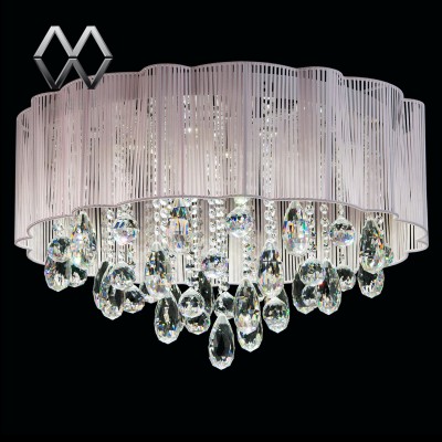 Люстра Mw light 465012920 Жаклин Люстра Mw light 465012920 ЖаклинПотолочные<br>Всё сияет и играет от яркого света в светильнике из коллекции Жаклин. Такая люстра украсит элегантные интерьеры, выполненные в ярких стилях: Эклектика, Ар-деко, Модерн. Гроздья декоративных хрустальных подвесок переливаются своими точёными гранями. Они создают основу оформления гламурного светильника с хромированным основанием. Объёмный каркас текстильного абажура с отделкой из переливающихся светлой тесьмы прекрасно завершает образ светильника Жаклин. Люстра оснащена мощными диодами, режимность которых управляется пультом<br><br>Установка на натяжной потолок: Да<br>S освещ. до, м2: 24<br>Крепление: Планка<br>Цветовая t, К: 4000 K<br>Тип лампы: LED - светодиодная<br>Тип цоколя: LED<br>Количество ламп: 20<br>MAX мощность ламп, Вт: 3<br>Диаметр, мм мм: 630<br>Высота, мм: 400<br>Поверхность арматуры: глянцевый<br>Цвет арматуры: серебристый<br>Общая мощность, Вт: 60