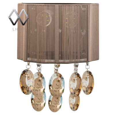 Светильник настенный бра Mw light 465022805 Жаклин Светильник настенный бра Mw light 465022805 ЖаклинХрустальные<br>Описание модели 465022805: Гламурный светильник Жаклин с изящным абажуром из атласных нитей создан в интересном цветовом решении. Световой поток оказывается приглашенным в сказочное Зазеркалье между металлическим основанием с отражающей поверхностью и декоративными хрустальными подвесками в виде крупных капель с гальваническим покрытием цвета топаза. Присутствует эффект отраженного света в пространстве! Такое прекрасное сочетание красоты и функциональности весьма ценно при выборе светильника, поэтому коллекция Жаклин всегда выделяется на фоне широкого ассортимента светильников.<br><br>S освещ. до, м2: 4<br>Тип лампы: галогенная / LED-светодиодная<br>Тип цоколя: G4<br>Количество ламп: 3<br>Ширина, мм: 210<br>MAX мощность ламп, Вт: 20<br>Длина, мм: 300<br>Расстояние от стены, мм: 150<br>Высота, мм: 150<br>Общая мощность, Вт: 60