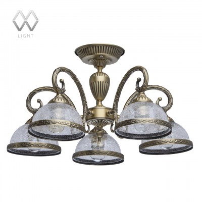 Люстра Mw light 481011805 Аманда Люстра Mw light 481011805 АмандаПотолочные<br>Описание модели 481011805: Роскошный светильник «Аманда» — образец продуманного и стильного дизайна. Изогнутые линии металлического основания и цвет античной бронзы подчеркивается коваными ободками на плафонах. Патроны декорированы накладками в тон. Такое дизайнерское решение создает иллюзию прозрачности всей конструкции. Плафоны формы полусферы выполнены из прозрачного льдистого стекла с мозаичной текстурой, которая многократно преломляет свет и заставляет его «играть». Люстра и бра из коллекции «Аманда» обладают высокими параметрами освещенности и отлично дополняют друг друга в интерьере.<br><br>Установка на натяжной потолок: Да<br>S освещ. до, м2: 15<br>Крепление: Планка<br>Тип лампы: Накаливания / энергосбережения / светодиодная<br>Тип цоколя: E27<br>Количество ламп: 5<br>MAX мощность ламп, Вт: 60<br>Диаметр, мм мм: 530<br>Высота, мм: 280<br>Цвет арматуры: бронзовый