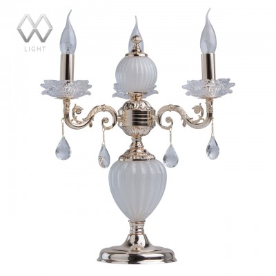 Настольная лампа Mw light 482033003 Селена Настольная лампа Mw light 482033003 СеленаКлассические<br>Описание модели 482033003: Роскошная люстра из коллекции «Селена» поражает воображение. Металлическое основание выглядит очень богато, благодаря золотому цвету и затейливым узорам. Источники света в виде свеч дополнены изящными розетками из художественного стекла в форме цветка. Они создают завораживающие переливы и праздничное сияние. Центральная часть светильника украшена декоративным элементом из стекла с эффектом стеклянной пудры, который смотрится особенно изящно при вечернем освещении. Подстать восхитительному исполнению – элегантные подвесы из прозрачного хрусталя на тонких цепочках в цвет основания.<br><br>S освещ. до, м2: 9<br>Тип лампы: Накаливания / энергосбережения / светодиодная<br>Тип цоколя: E14<br>Количество ламп: 3<br>MAX мощность ламп, Вт: 60<br>Диаметр, мм мм: 460<br>Высота, мм: 480<br>Цвет арматуры: Золотой
