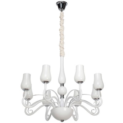 Люстра Mw light 483010308 Элла Люстра Mw light 483010308 ЭллаПодвесные<br>Воплощение нежнейшей элегантности и непревзойдённой роскоши представлено в светильнике Элла! Тонко изогнутые рожки изготовлены вручную мастерами-стеклодувами. Эти мягкие линии задают лёгкую динамику воздушному светильнику и придают разнообразие всей световой форме. Нарядное опаловое стекло ярко звучит при освещении. Плафоны, словно редкие бутоны тюльпанов, оживляют интерьер своей белизной и наполняют пространство тёплыми звуками света!<br><br>Установка на натяжной потолок: Да<br>S освещ. до, м2: 16<br>Крепление: Крюк<br>Тип лампы: накаливания / энергосбережения / LED-светодиодная<br>Тип цоколя: E14<br>Количество ламп: 8<br>MAX мощность ламп, Вт: 40<br>Диаметр, мм мм: 830<br>Длина цепи/провода, мм: 600<br>Высота, мм: 1300<br>Общая мощность, Вт: 320