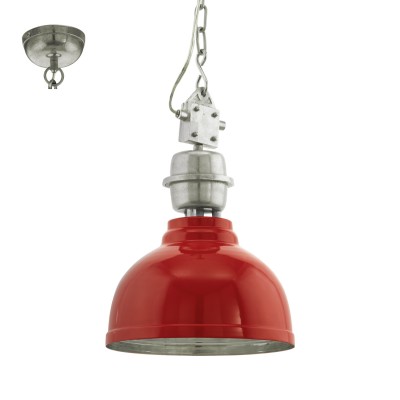 Eglo GRANTHAM 49177 Винтажный светильник Eglo GRANTHAM 49177 Винтажный светильникОдиночные<br>Подвес GRANTHAM, 1х60W (E27), ?355, H1100, сталь, красный, хром применяется преимущественно в домашнем освещении с использованием стандартных выключателей и переключателей для сетей 220V.<br><br>Тип товара: Винтажный светильник<br>Тип цоколя: E27<br>Количество ламп: 1<br>MAX мощность ламп, Вт: 60<br>Диаметр, мм мм: 355<br>Высота, мм: 1100<br>Цвет арматуры: красный, хром